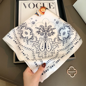 100% Mulberry Silk Fashion <b>Scarf</b> Women Retro Paisley Satin Square Customizable Versatile <b>Neck</b> Headband Bag Tie Neckerchief - Product Image 6