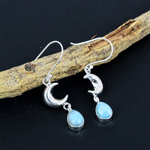 Wholesale Trending 925 Sterling Silver Larimar Gemstone <b>Hook</b> Earrings Good Quality Anniversary Wedding Gift At Best Price - Product Image 1