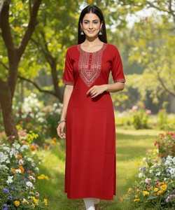 Kurti de Algodón con Bordado de Lentejuelas de 3 mm, Prenda Étnica Festiva, Precio al por Mayor, Multicolor, para Mujer - Product Image 1