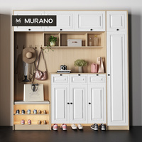 Mobiletto Modulare Personalizzato per Ingresso con Ganci Appendiabiti e Panca Portascarpe, Organizzatore per Corridoio, Armadio in Legno per Scarpe