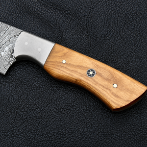 Couteau de chef artisanal sur mesure, extra-affûté, en acier Damas forgé, manche en bois, étui en cuir, lame de 7 pouces - Product Image 3
