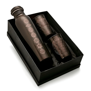 Black Copper Water Bottle and Glass Set Premium Drinking Set for Healthy Water <b>Storage</b> and Daily Use - Product Image 1
