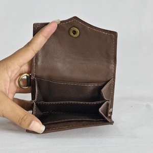 Tarjetero de Cuero Genuino Hecho a Mano con Grabado Geométrico, Cierre Abierto, Cartera Corta para Mujer, Estilo Indio, Cartera Portátil de Moda - Product Image 2