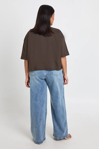 Camiseta corta de manga corta para mujer, cuello redondo, informal, de algodón, holgada, estilo urbano, estampado gráfico de verano, top diario, camiseta corta para mujer - Product Image 2