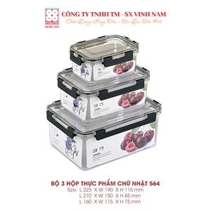 Food Storage <b>Container</b> Set 3-Piece PET <b>Plastic</b> <b>Square</b> Shape Airtight Box Leak-Proof Lids Microwave Freezer Safe Modern Design - Product Image 1