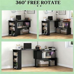 Scrivania Angolare Nera per Home Office, Salvaspazio, per Computer e Scrittura - Product Image 3