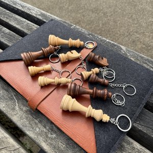 <b>Personalized</b> Wood Chess Piece <b>Keychain</b>: Handmade Gamer Gift Keyring - Product Image 4