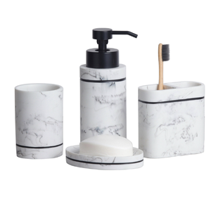 Nouvel ensemble de salle de bain en marbre de qualité supérieure : distributeur, porte-brosse à dents, porte-savon – Écologique, durable, de luxe pour la maison et l'hôtel – Direct Inde - Product Image 3