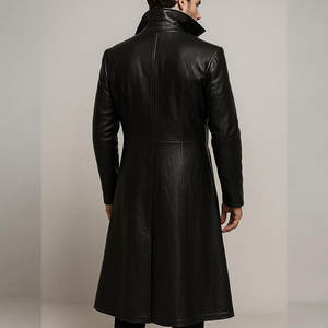 Abrigo largo gótico negro estilo steampunk para hombre, gabardina de cuero PU, disfraz victoriano de Halloween - Product Image 2