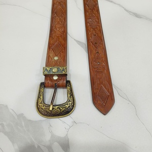Cinturón de cuero genuino hecho a mano con diseño floral, estilo western, de las mejores ventas, recién llegado, juego de 6 cinturones de cuero repujado. - Product Image 2