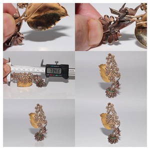 Broche Antiguo de Oro Sólido de 14K con Diamante de Corte Rosa y Esmeralda Cultivados en Laboratorio, Certificados por IGI, para Regalo de Boda, para Mujeres y Hombres - Product Image 3