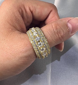 5 Layer Moissanite Diamond <b>Iced</b> Out Band <b>Ring</b> Mens Hip Hop Bling <b>Ring</b> Jewelry for Men and Women Luxury Statement - Product Image 2