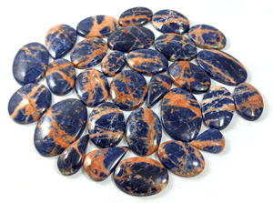 Radha Arts Cabochons en Sodalite Naturelle, Coupe Ovale, Bleus et Oranges, Taille Libre, Vente en Gros, Export Inde, Diverses Tailles - Product Image 4