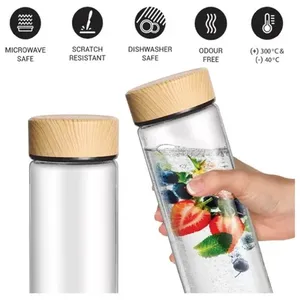 High Quality 22mm Dia Round <b>Flat</b> Bottom Borosilicate Glass Storage Bottle for Coffee Bean Pill with Bamboo Aluminum <b>Screw</b> Cap - Product Image 3