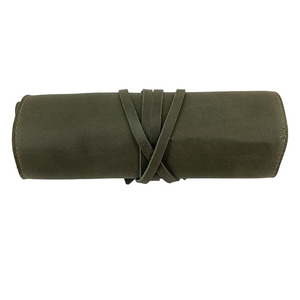 Rouleau à outils d'artiste en cuir véritable, portable, avec plusieurs compartiments pour pinceaux, en vente à prix raisonnable. - Product Image 3