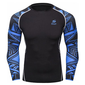 เสื้อรัดกล้ามเนื้อแขนยาวสำหรับผู้ชาย ผ้าสแปนเด็กซ์/โพลีเอสเตอร์ น้ำหนัก 260 กรัม ป้องกันรังสียูวี UPF50+ เนื้อผ้านุ่มสบาย ไร้ตะเข็บ เหมาะสำหรับออกกำลังกาย บราซิลเลี่ยนยิวยิตสู และฟิตเนสประจำวัน - Product Image 1
