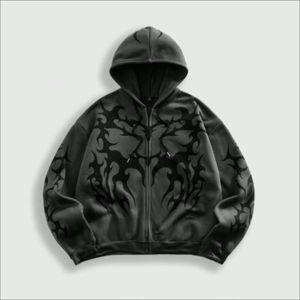 ODM Sweat à capuche zippé en polaire de haute qualité, coupe oversize, style streetwear, délavé à l'acide, effet soleil, personnalisable avec marque privée, brodé, collection automne - Product Image 1