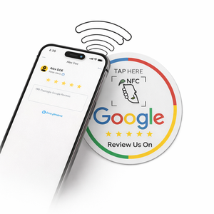 Carte de commentaires Google autocollante ronde en PVC, forme personnalisée, code QR, autocollant de rétroaction commerciale, carte d'affichage intelligente - Product Image 3