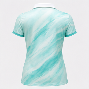 Polo personnalisé pour femme en tissu marbré aquarelle menthe, séchage rapide, respirant, manches courtes, uniforme d'équipe de golf WPS-0779 - Product Image 2
