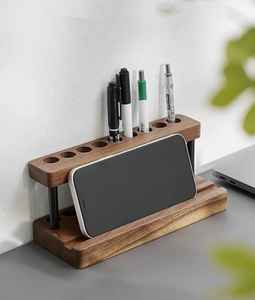 Boîte de rangement de bureau en bois pour crayons et fournitures de papeterie - Product Image 5