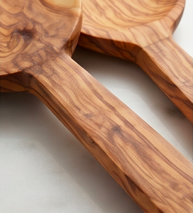 Ensemble de couverts en bois élégant avec manche floral blanc cassé, design minimaliste pour la cuisine, essentiels pour la salle à manger, hôtels et événements - Product Image 2