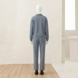 Conjunto de Sudadera con Capucha y Pantalones Jogger de Dos Piezas para Mujer, Tallas Grandes, Estilo Holgado, Lavado Solar, con Cremallera y Bordado Personalizado de Alta Calidad - Product Image 5