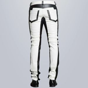 Black & <b>White</b> Mens Leather Pants - Product Image 2