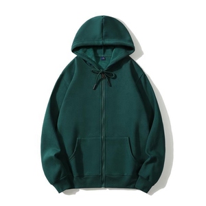 เสื้อฮู้ดซิปผู้ชาย สีพื้น ทรงปกติ ผ้าเฟรนช์เทอร์รี่ถัก 100% คอตตอน ผ้าคอตตอนผสม - Product Image 2