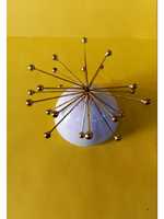 Pot de fleurs rond en céramique de luxe moderne avec support en métal plaqué or, écologique, fait main, durable, pour plantes d'intérieur (hauteur 10 pouces)