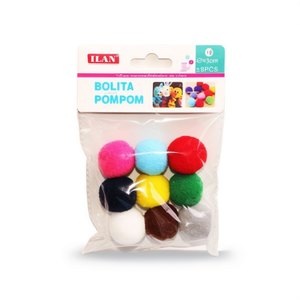 Boule de pompon ILAN 3,0 cm multicolore pour décoration artisanale - Product Image 1