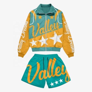 <b>Men's</b> Windbreaker Shorts Set Polyester Custom Streetwear Tracksuit Windbreaker <b>Jacket</b> and Short Set for <b>Men</b> <b>Summer</b> Outfit USA - Product Image 3