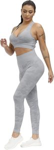 Ensemble de sport de yoga 2 pièces pour femmes, haut et leggings extensibles pour la gym, le fitness, l'entraînement, les exercices, vêtements de sport respirants - Product Image 2