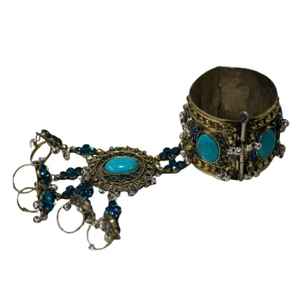 Últimos conjuntos de collar y aretes étnicos indios chapados en oro para mujer, joyería de fiesta de primera calidad - Product Image 1