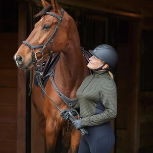 Haut d'équitation pour femme à manches longues, imprimé géométrique, fermeture éclair, respirant, tricoté, taille mi-haute, séchage rapide, léger - Product Image 4