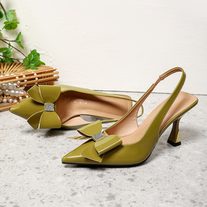 Escarpins élégants à bout pointu, design de niche, talon aiguille avec nœud, été, 6-8 cm, dessus en PU, chaussures pour le quotidien et les rendez-vous - Product Image 4