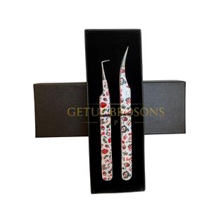 Pince à épiler GETUP BROSONS IMPEX GBI-EET-1209 en acier inoxydable avec revêtement papier, pointe lisse de précision et manche à motifs - Product Image 3