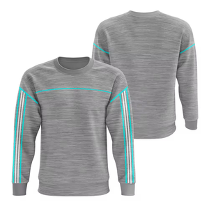 เสื้อสเวตเชิ้ตคอกลมสีเทอร์ควอยซ์สำหรับผู้ชาย ทรงปกติ ผ้าถัก สีพื้น สวมใส่สบายๆ ในฤดูใบไม้ร่วง แขนยาว - Product Image 4