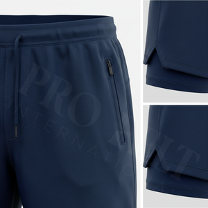 2026 new Style Double <b>Layer</b> Running Shorts Quick Dry Gym Workout Zipper Pockets Breathable Fitness Training Custom Logo Shorts - Product Image 4