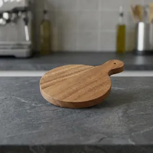 Bandeja Redonda de Madera para Servir, Diseño Rústico, Duradera, para Uso en Interiores, Cocina y Mesa - Product Image 4