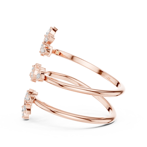 Luxury Rose Gold Wrap Flower <b>Ring</b> with Crystal Floral Open Spiral Band Elegant <b>Adjustable</b> <b>Ring</b> for Women - Product Image 5