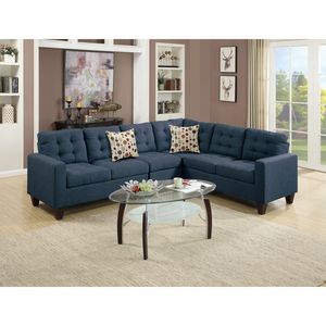 Divano componibile modulare in polifibra blu navy a 4 posti per soggiorno - Product Image 2