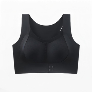 Sujetador deportivo transpirable de encaje simple con cierre cruzado frontal para mujer de talla grande, con hebilla lateral ajustable, sin aros, cómodo para yoga y deporte. - Product Image 1