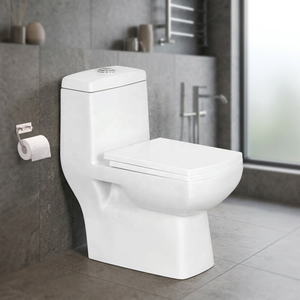 Modern One Piece WC Sanitary Ware Square Shaped Porcelain Bathroom <b>Ceramic</b> Commode Squatting <b>Pan</b> Chaozhou Supplier - Product Image 3