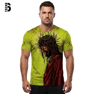 T-shirt unisexe haut de gamme à manches courtes en polyester/coton respirant, imprimé 3D intégral, motif chrétien, écologique - Product Image 1