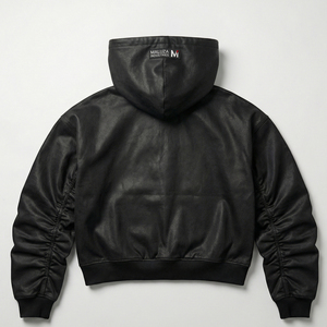 Sweat à capuche empilé enduit ONYX MALUZA Industries – Pullover streetwear premium, mode urbaine de luxe, 100 % coton, édition hiver noire - Product Image 4