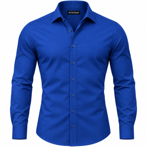 Camisas Modernas de Corte Ajustado para Hombre, Camisas de Manga Larga de Color Sólido, Uniformes Formales de Trabajo para Hombre - Product Image 3