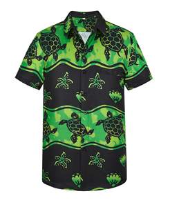 Chemise multicolore pour homme à manches courtes, imprimé tropical hawaïen, décontractée, boutonnée, pour l'été, motif floral, idéale pour les vacances - Product Image 1
