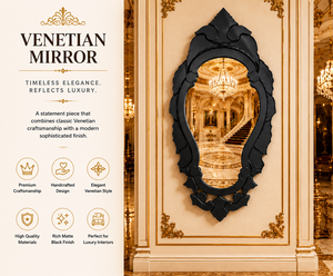 Venetian <b>Mirror</b> Black Color Carved Antique Wall <b>Mirror</b> Etched Floral Beveled Frame Antique <b>Silver</b> Full Length Decorative Luxury - Product Image 2
