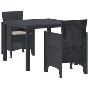 Juego de Comedor de Jardín de 3 Piezas de Polipropileno Antracita - Product Image 1