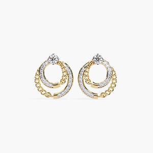 Boucles d'oreilles demi-cerceau en or 14 carats avec diamants de laboratoire de 0,40 ct, bijoux élégants pour mariage et soirée - Product Image 5
